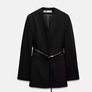 Zara Women's Elegant Black Blazer with Belt